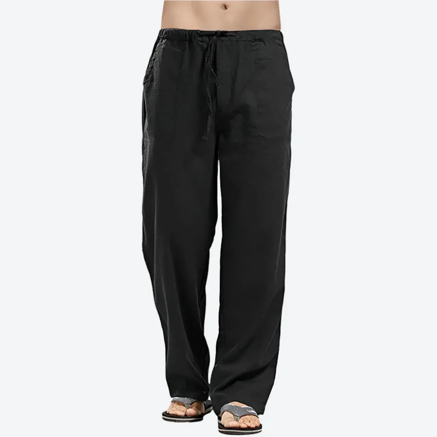Relaxed Fit Drawstring Linen Pants