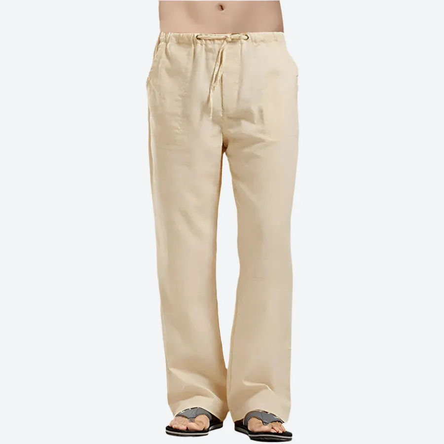 Relaxed Fit Drawstring Linen Pants