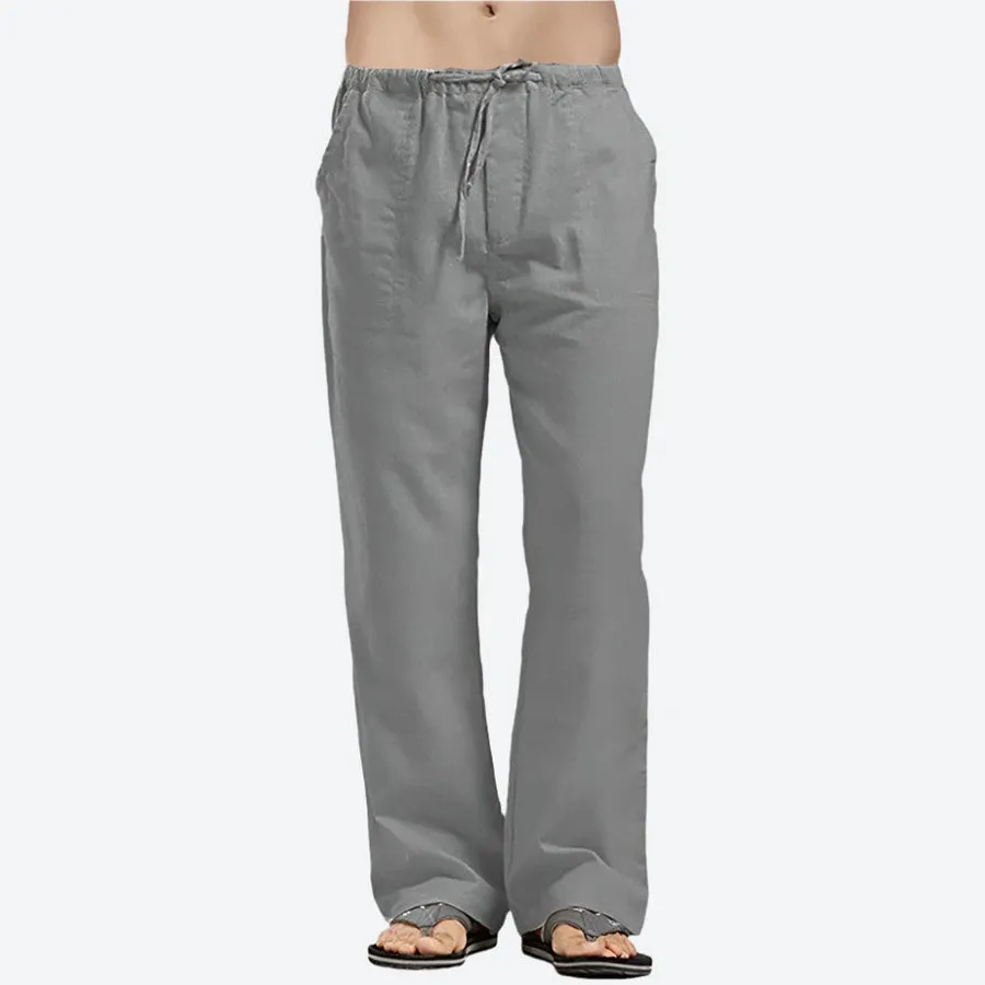 Relaxed Fit Drawstring Linen Pants