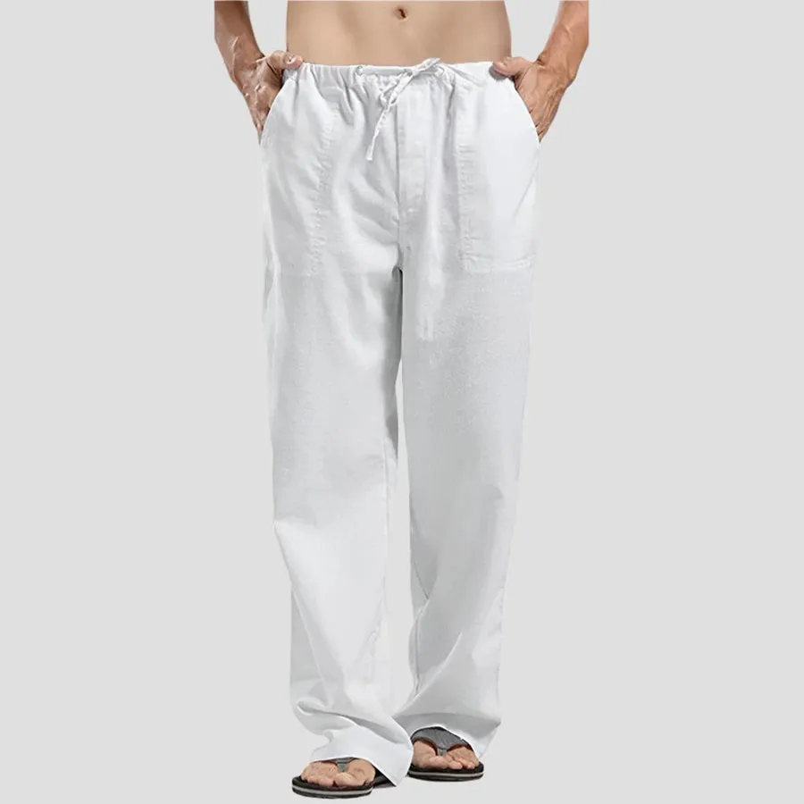 Relaxed Fit Drawstring Linen Pants