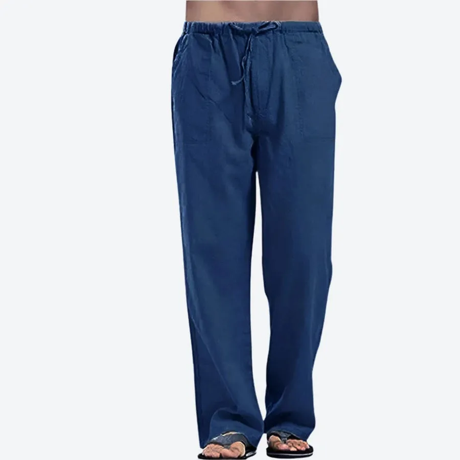 Relaxed Fit Drawstring Linen Pants
