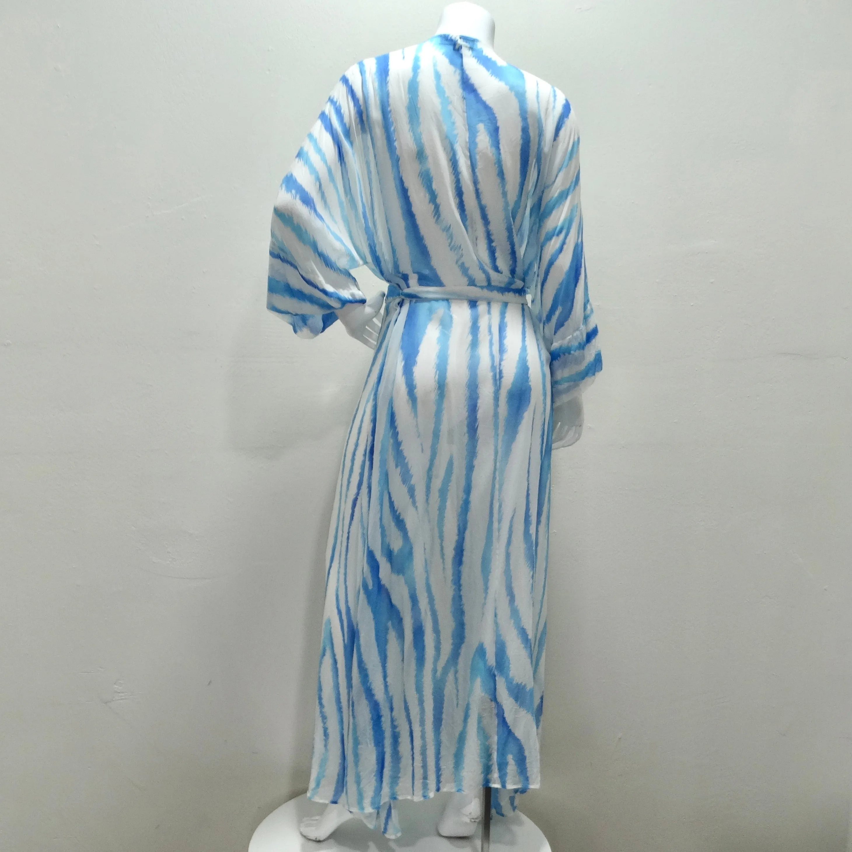 Retrofete Blue Zebra Silk Chiffon Robe