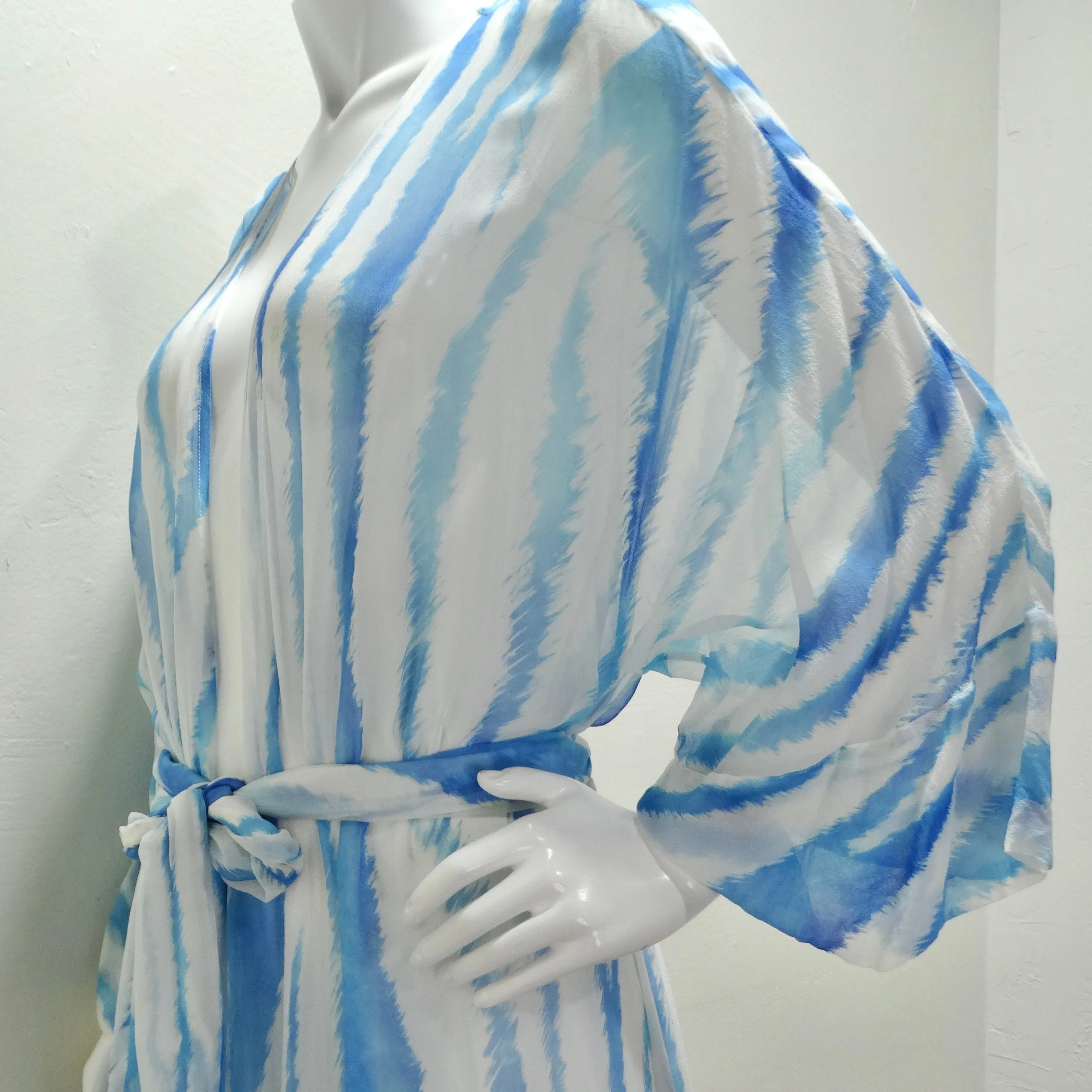 Retrofete Blue Zebra Silk Chiffon Robe