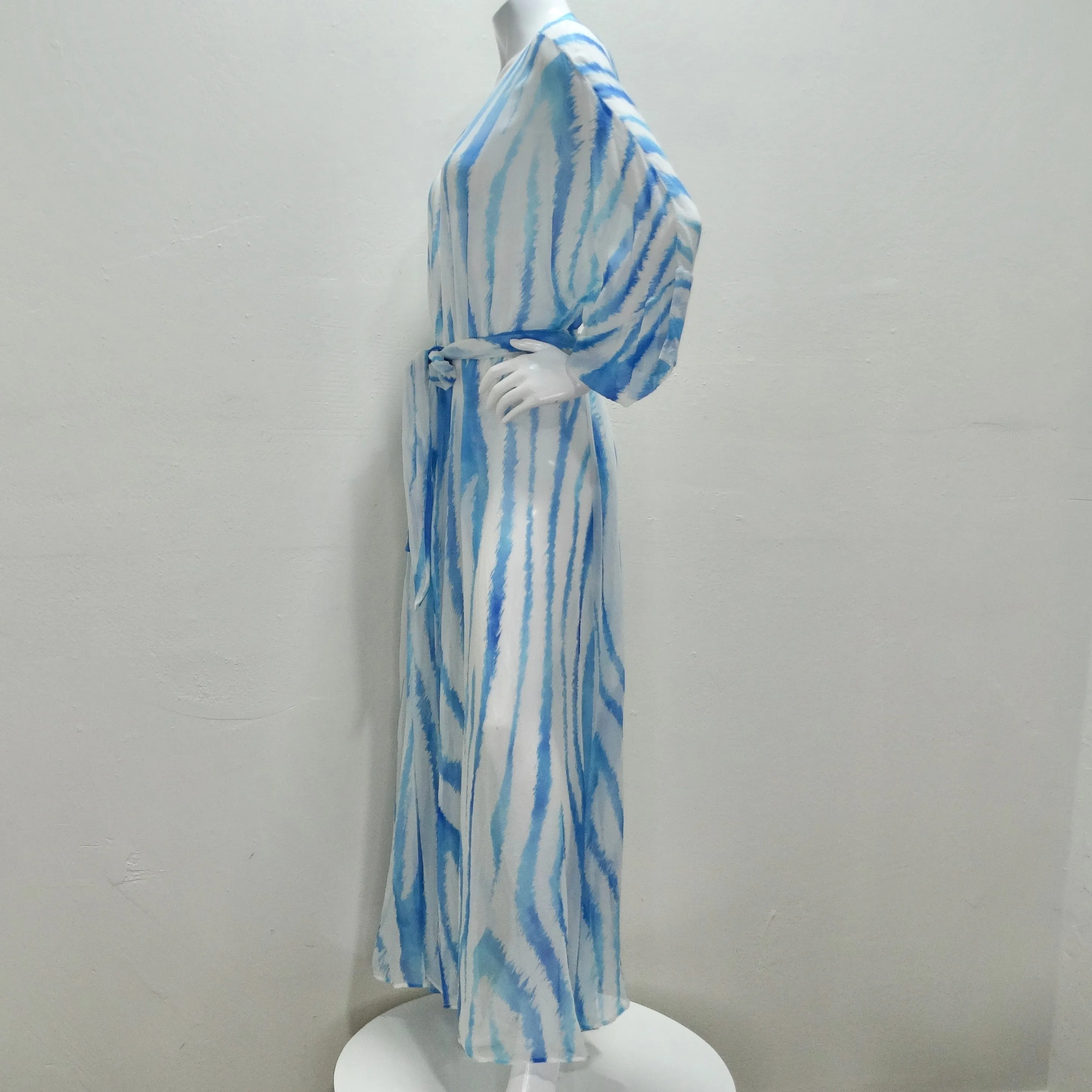 Retrofete Blue Zebra Silk Chiffon Robe