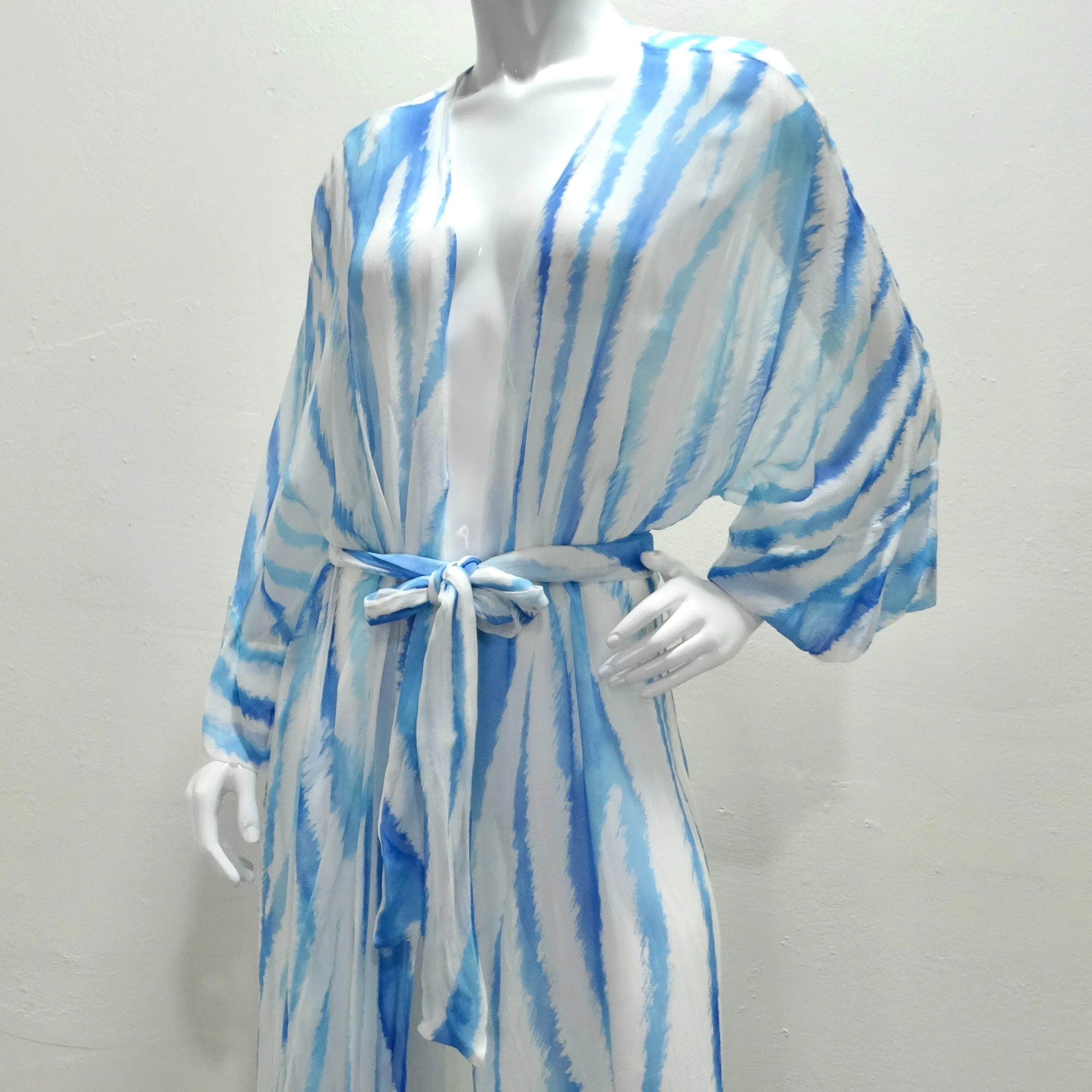 Retrofete Blue Zebra Silk Chiffon Robe