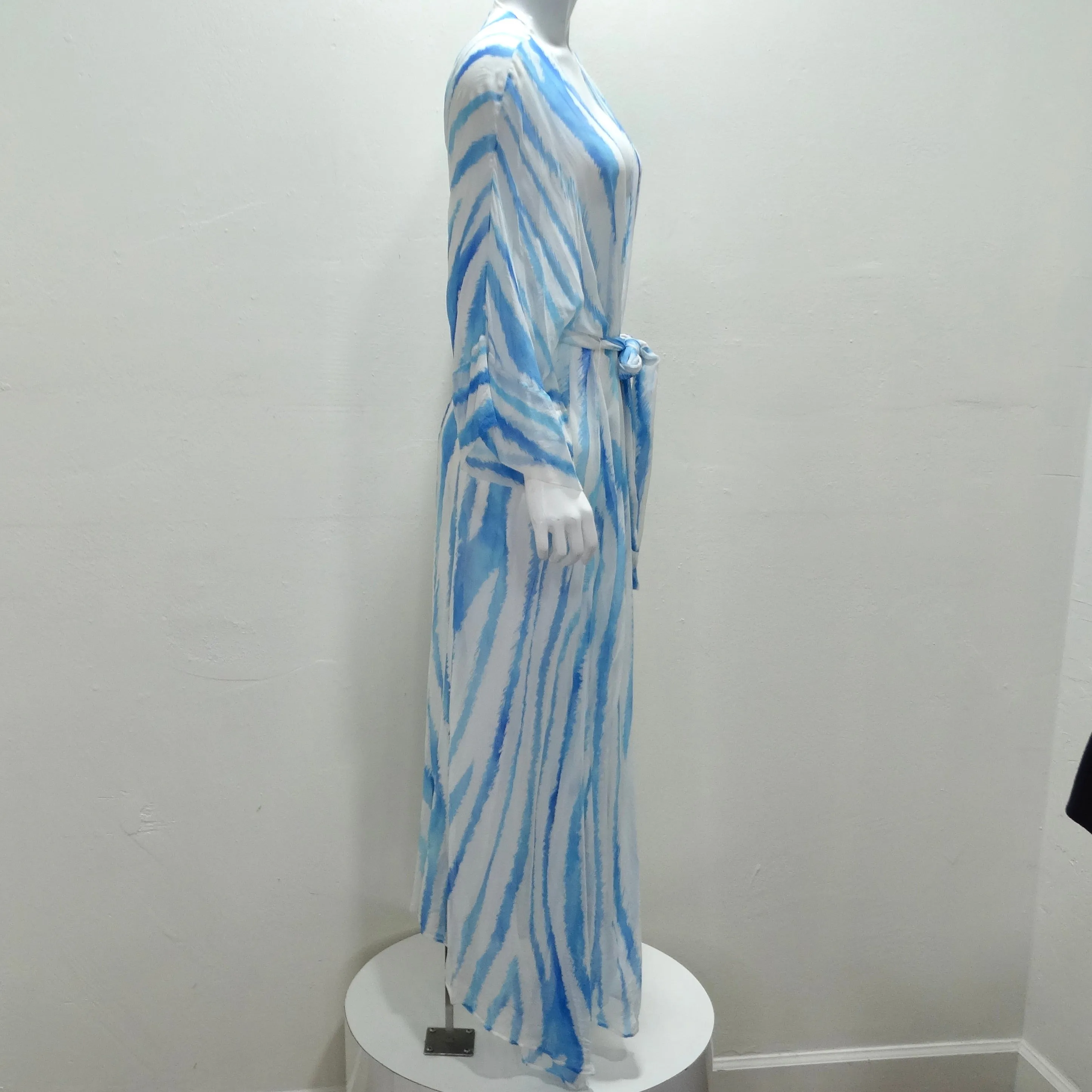 Retrofete Blue Zebra Silk Chiffon Robe