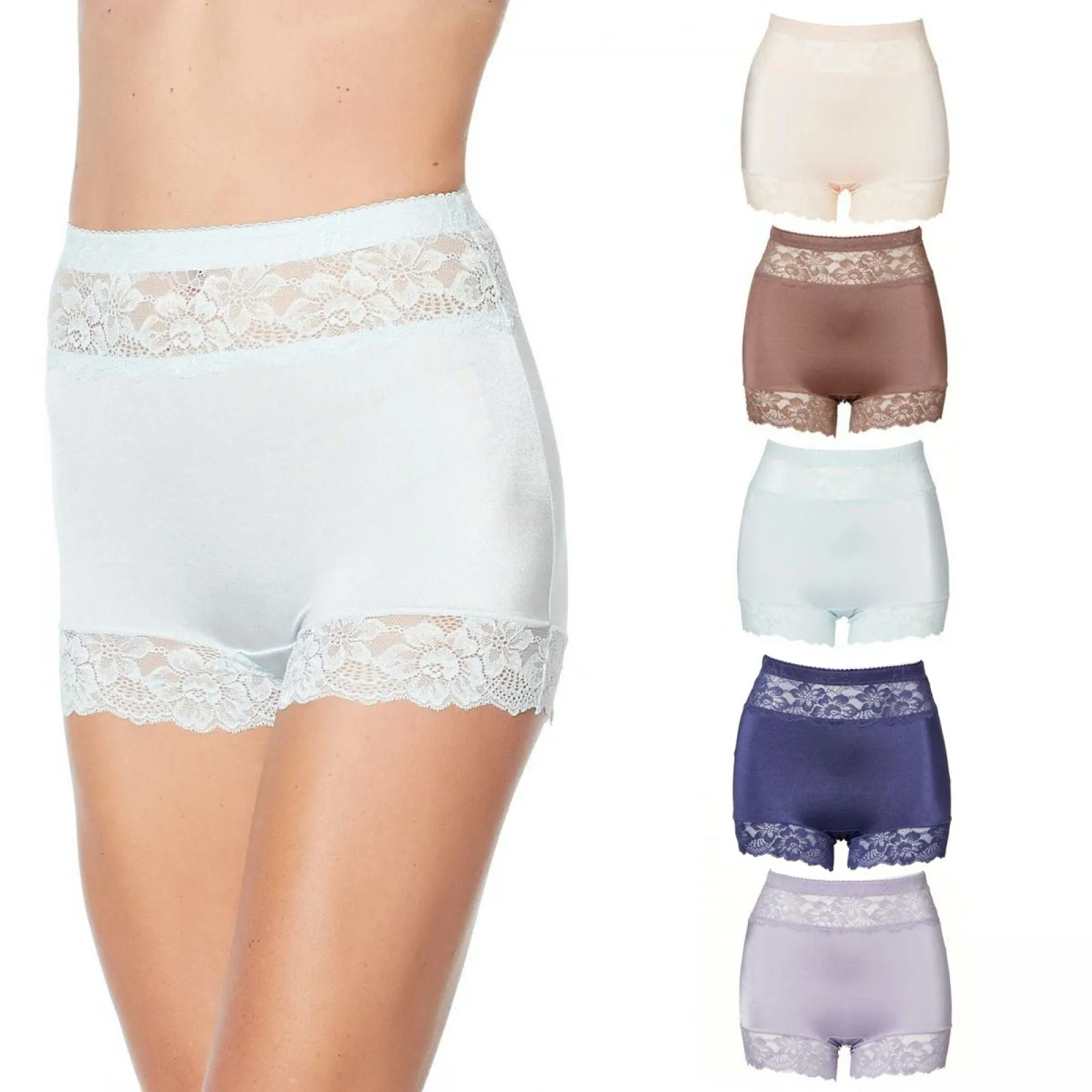 Rhonda Shear Women's 5 Pack Pin-Up Tap Panties With Lace Trim