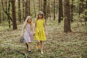 Ruffled Bottom Loose Linen Girls Dress