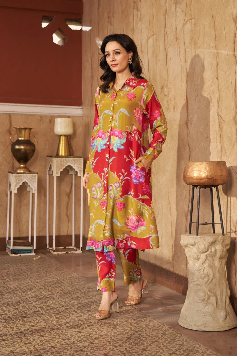 Ruya Olive Kurta