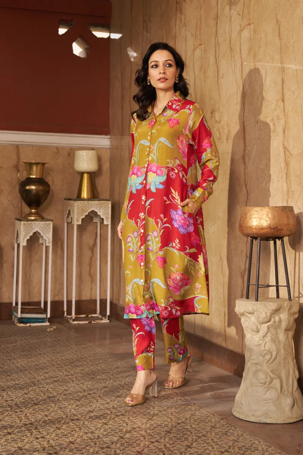 Ruya Olive Kurta