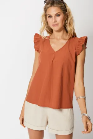 Salvador Frill Top in Rust by Haven