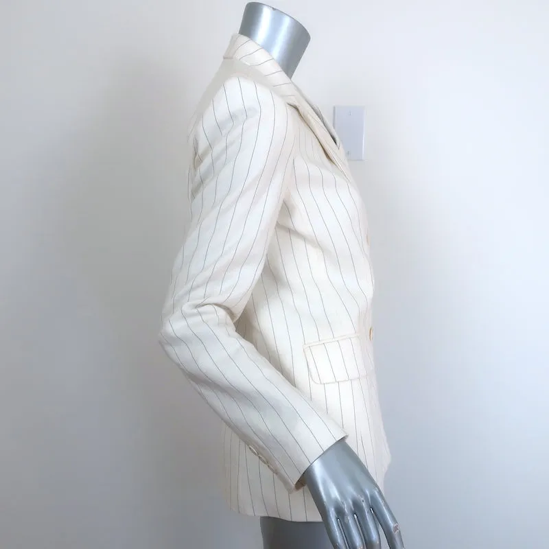 Sandro Pinstripe Blazer Cream Cotton-Blend Size 36 Double Breasted Jacket