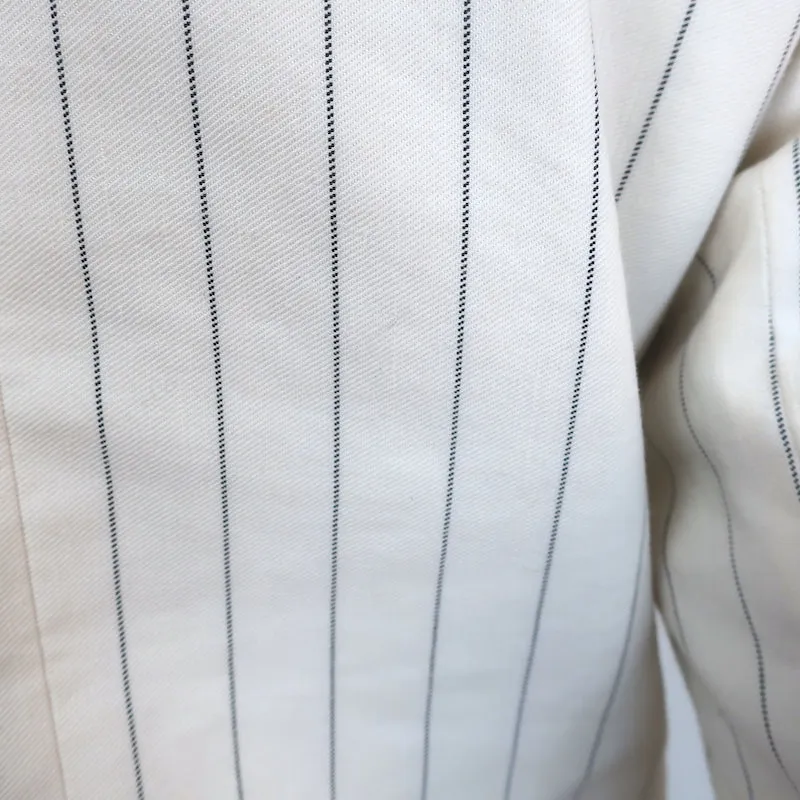 Sandro Pinstripe Blazer Cream Cotton-Blend Size 36 Double Breasted Jacket