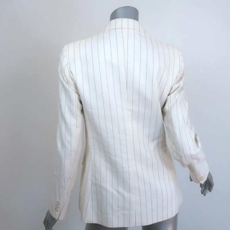 Sandro Pinstripe Blazer Cream Cotton-Blend Size 36 Double Breasted Jacket