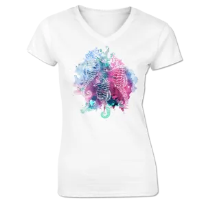 Seahorses - Ladies V-Neck Short Sleeve Performance Shirt