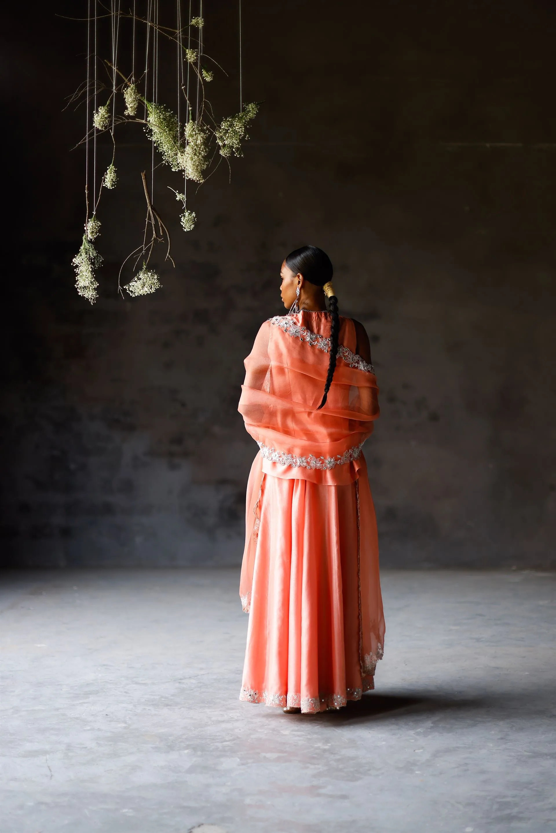 Shikha Mehta Val Koral Ariyah Sharara Set Chanderi Silk Koral Paak Ss22-Smas09