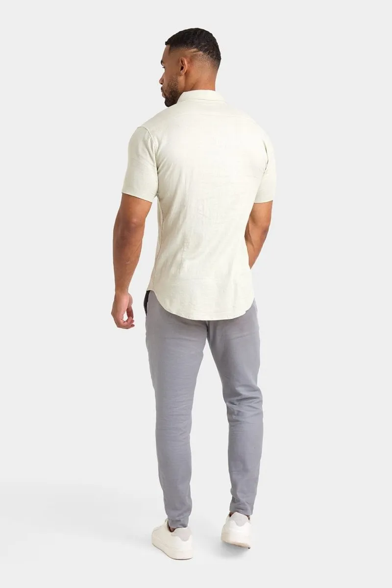 Short Sleeve Linen Blend Shirt in Soft Mint