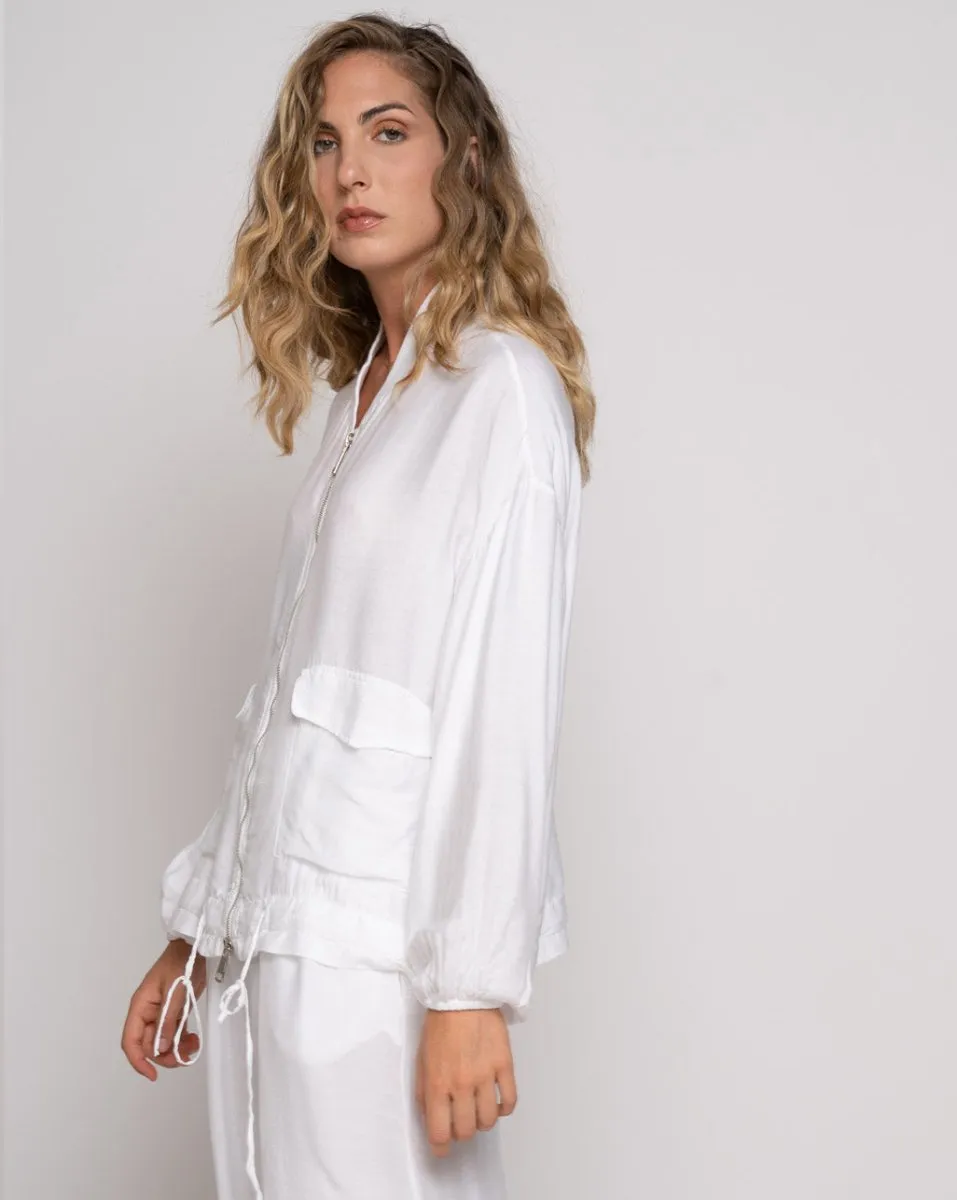 Silk Blend Bomber Jacket