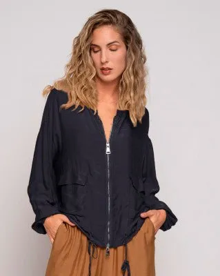 Silk Blend Bomber Jacket