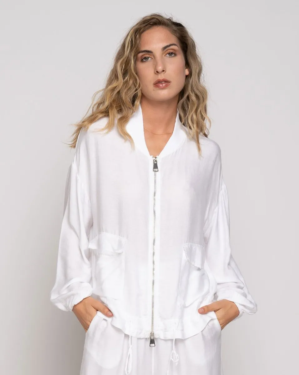 Silk Blend Bomber Jacket