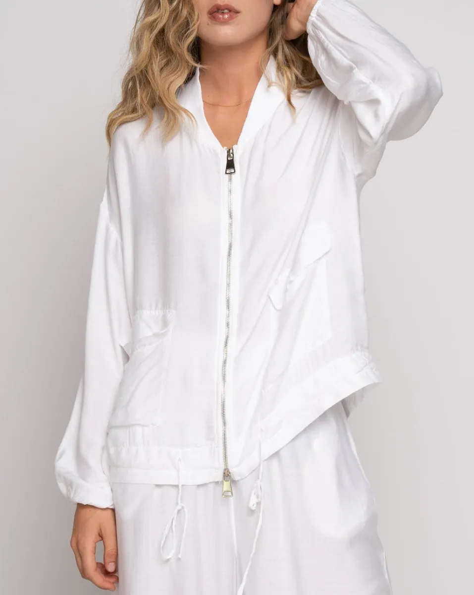 Silk Blend Bomber Jacket