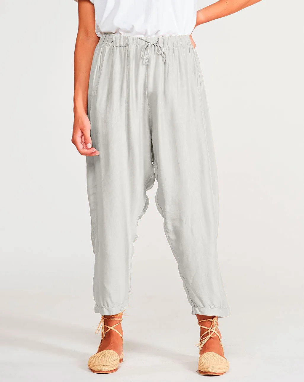 Silk Blend Drawstring Elastic Waistband Sweatpant