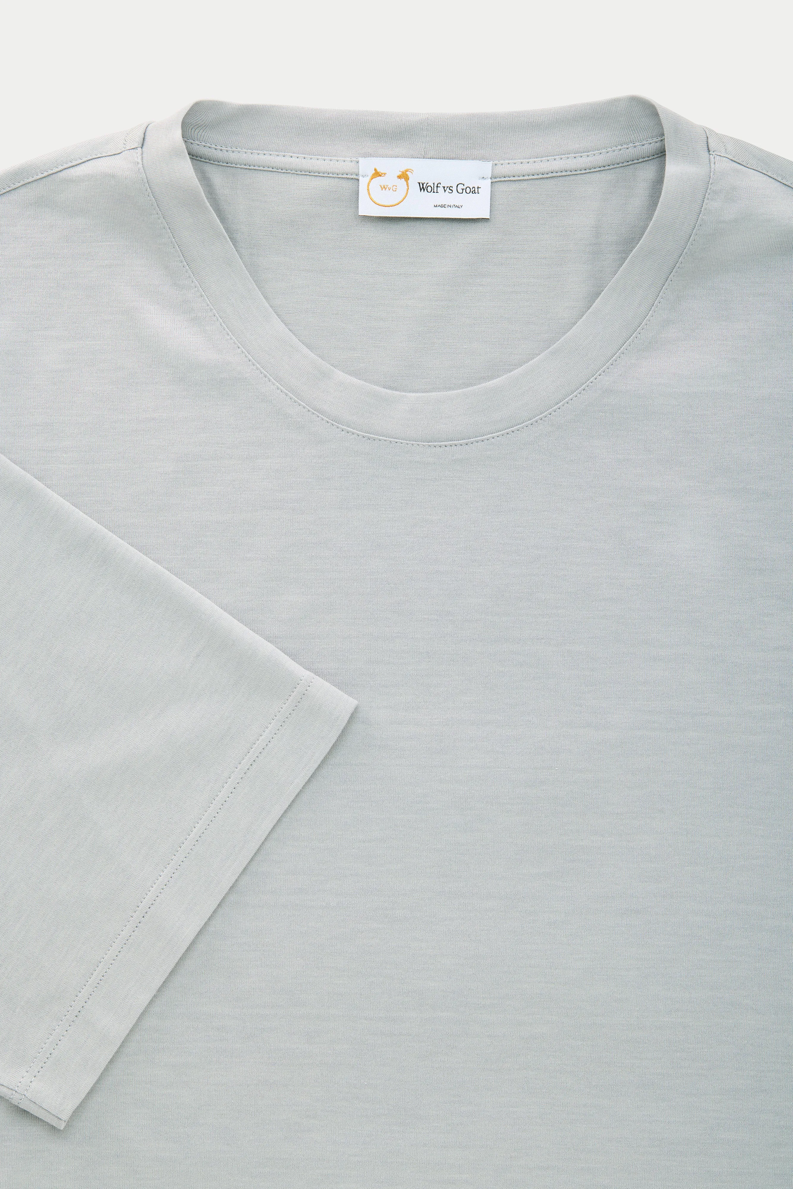 Silk Cotton Short Sleeve Crew Neck T-Shirt Grey
