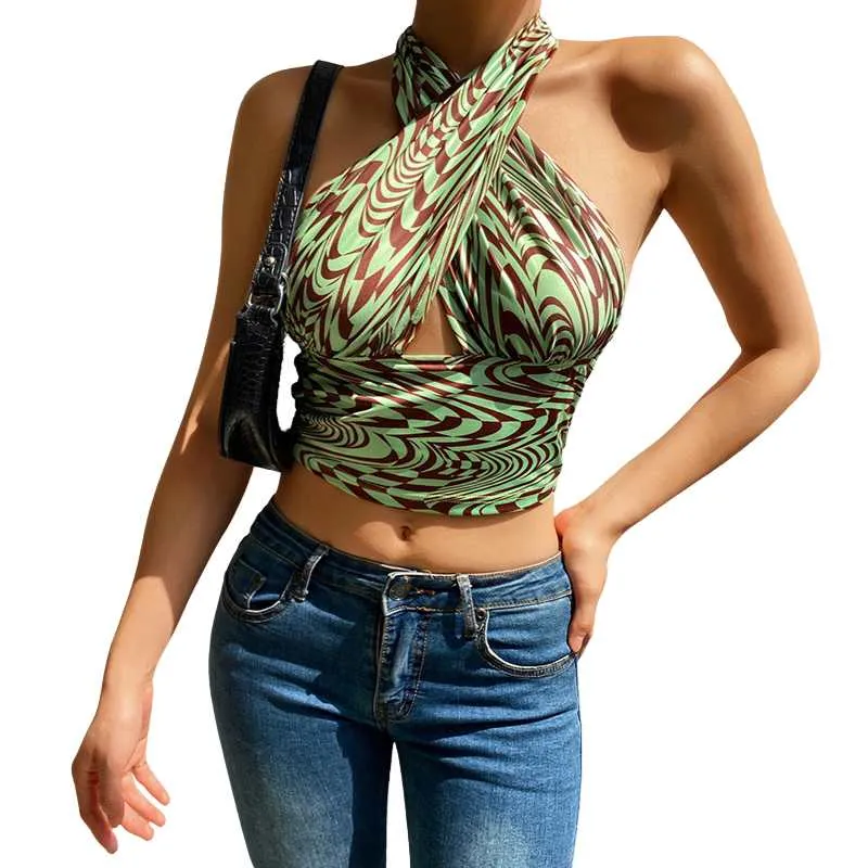 Silk Crop Top Cross Front