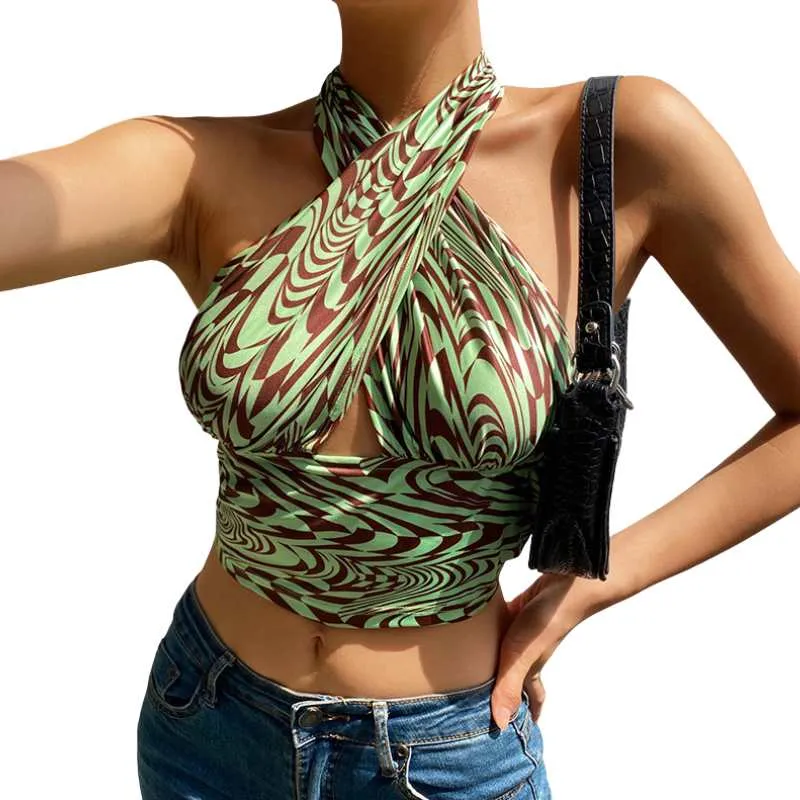 Silk Crop Top Cross Front