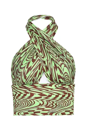 Silk Crop Top Cross Front