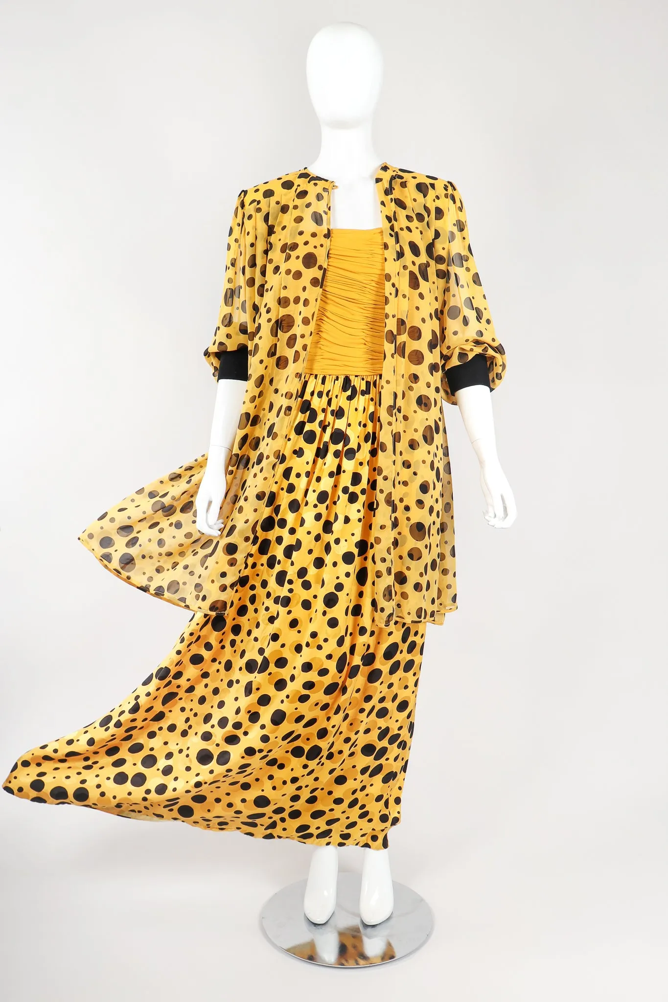 Silk Dot Dress & Sheer Jacket