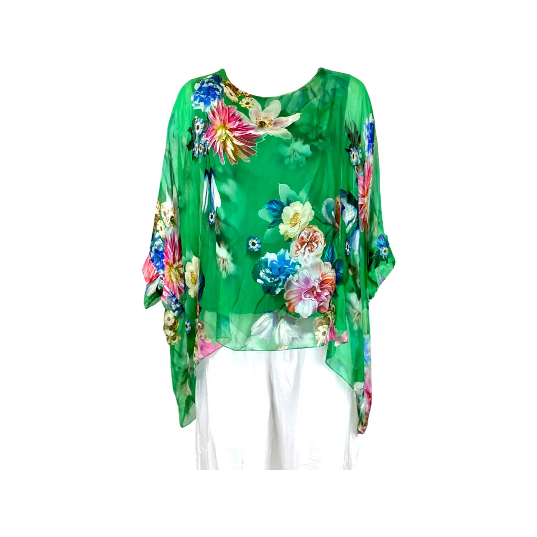 Silk Floral Poncho