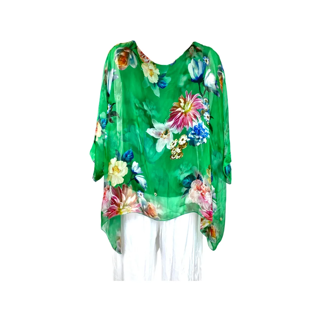 Silk Floral Poncho
