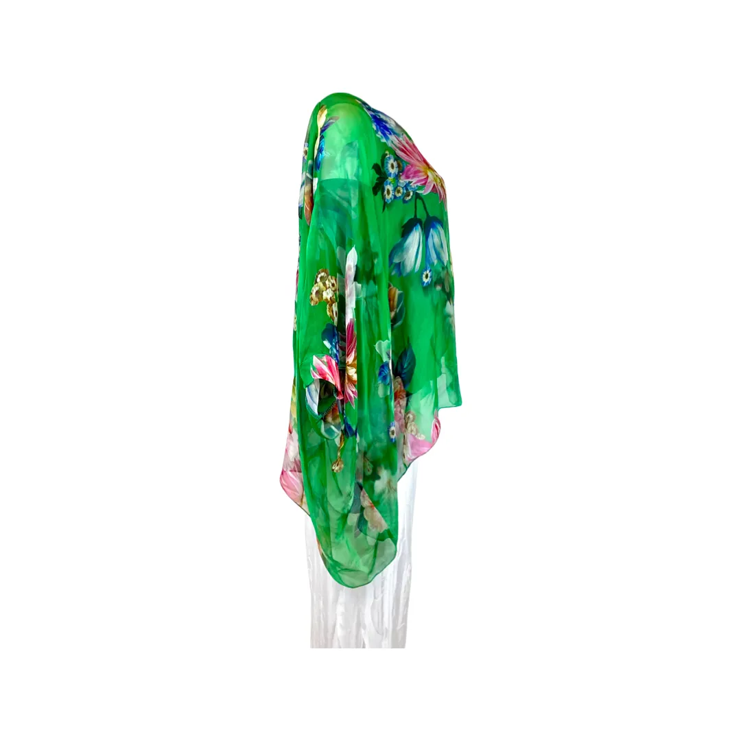 Silk Floral Poncho