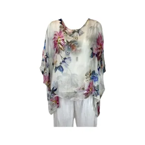 Silk Floral Poncho