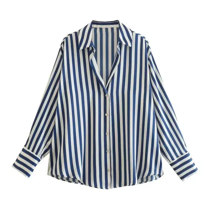 Silk Satin Long-sleeved Shirt For Women