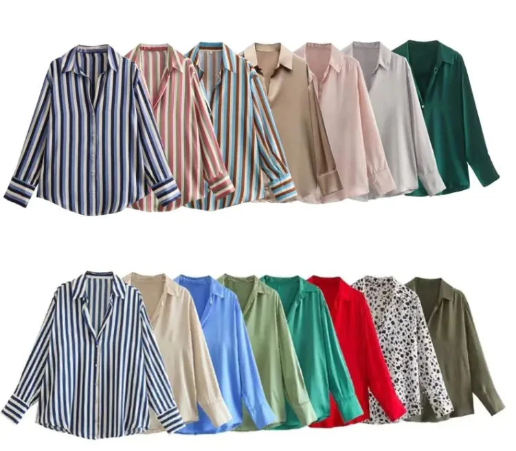 Silk Satin Long-sleeved Shirt For Women