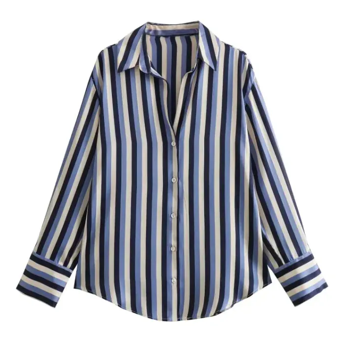 Silk Satin Long-sleeved Shirt For Women