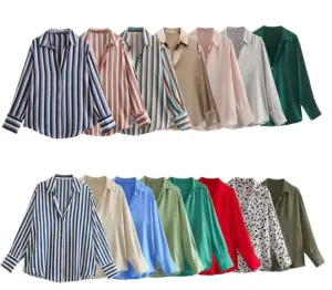 Silk Satin Long-sleeved Shirt For Women