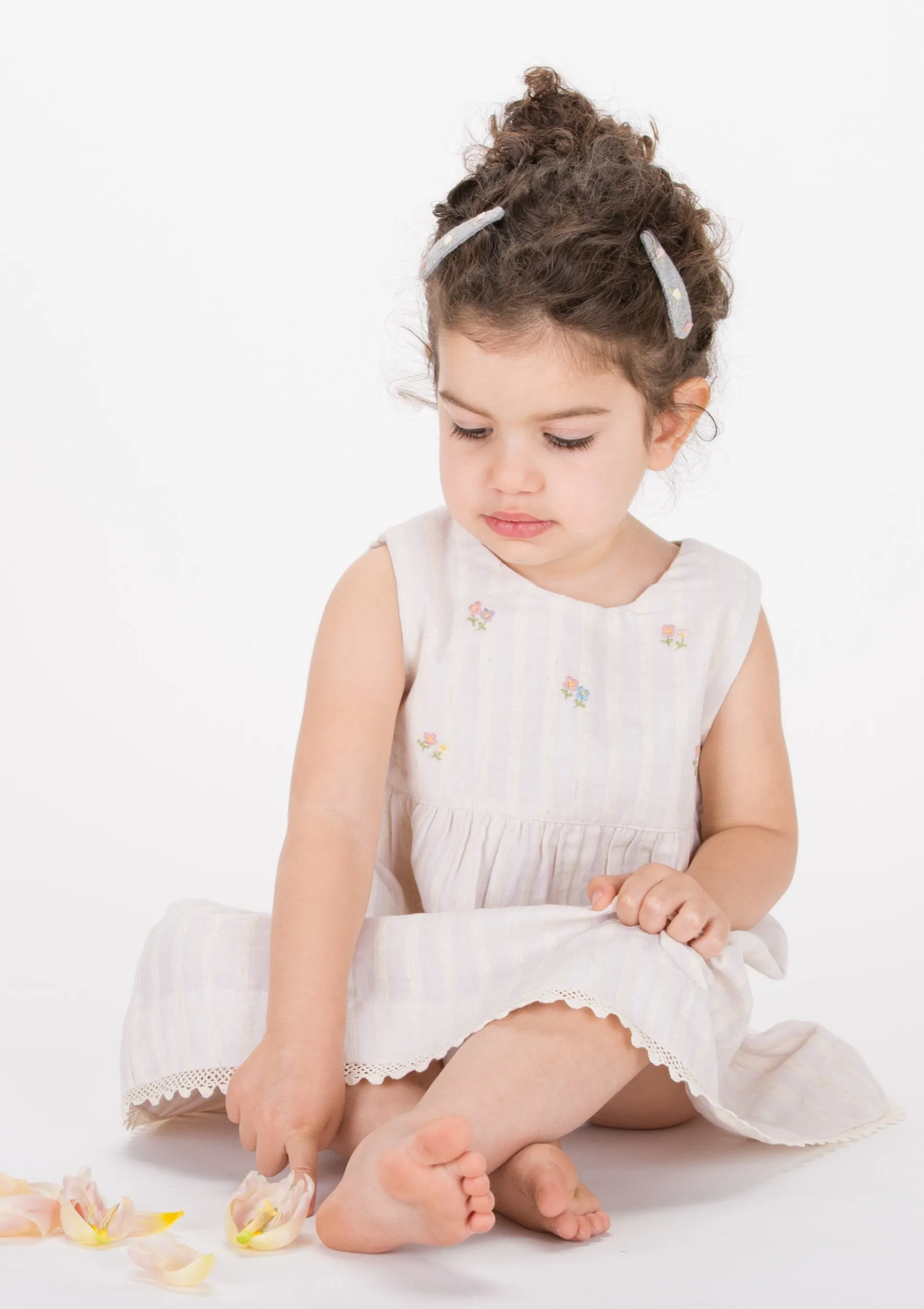 Sleeveless Flowers in the Wind Dress, Eggshell