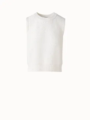 Sleeveless Linen Cotton Knit Top with Sequins