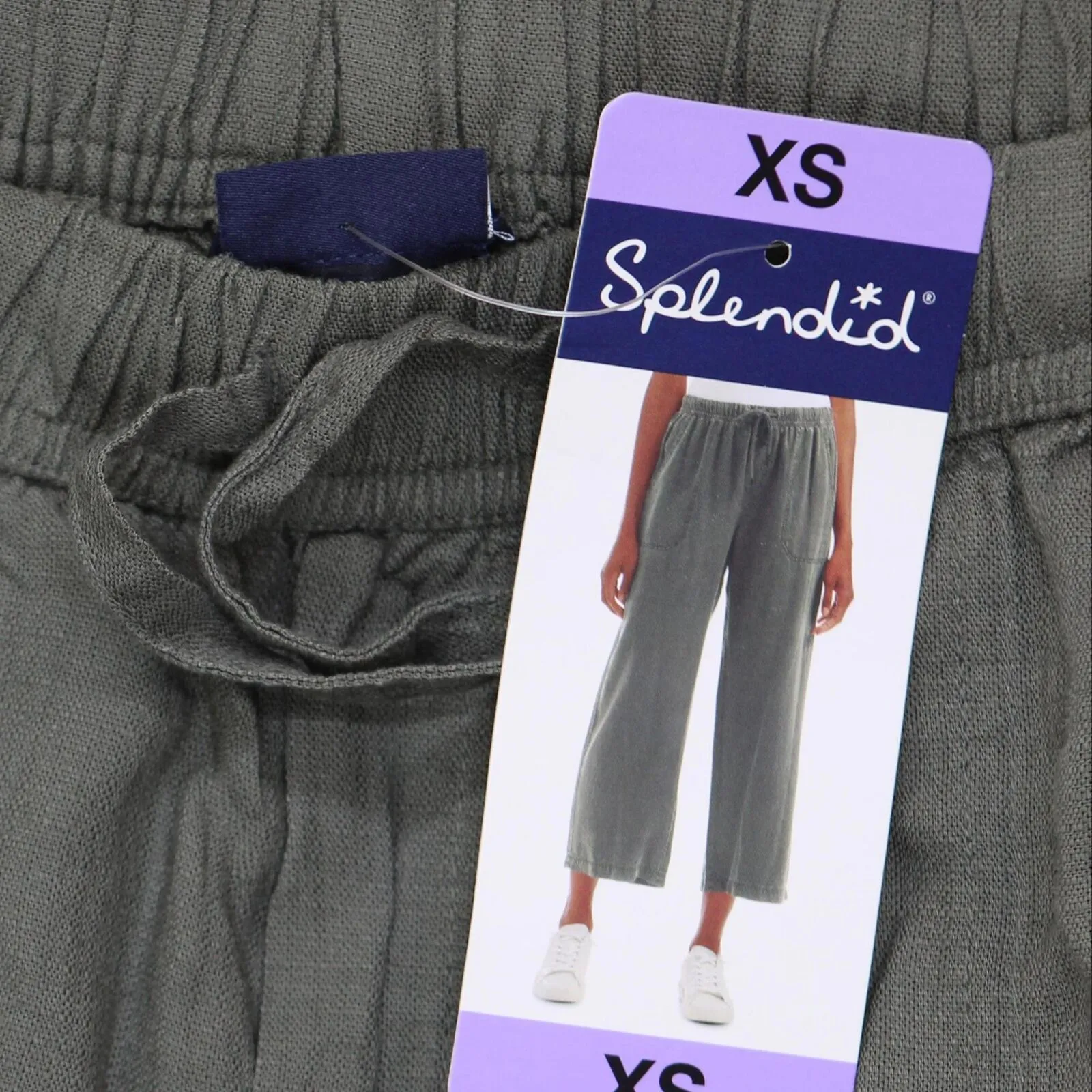 Splendid Women's Linen Blend Cropped Wide Leg Drawstring Pant 1767950