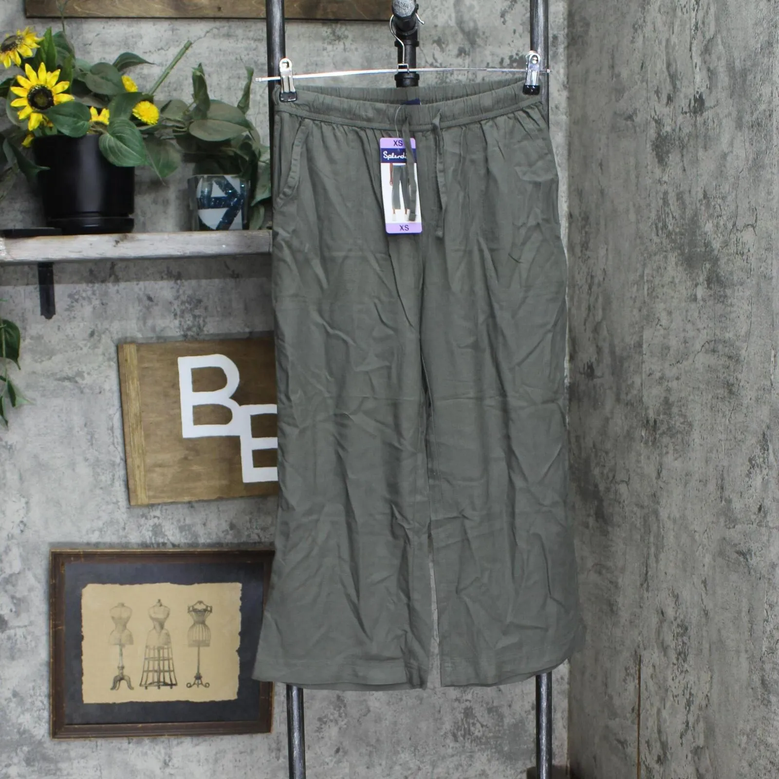 Splendid Women's Linen Blend Cropped Wide Leg Drawstring Pant 1767950