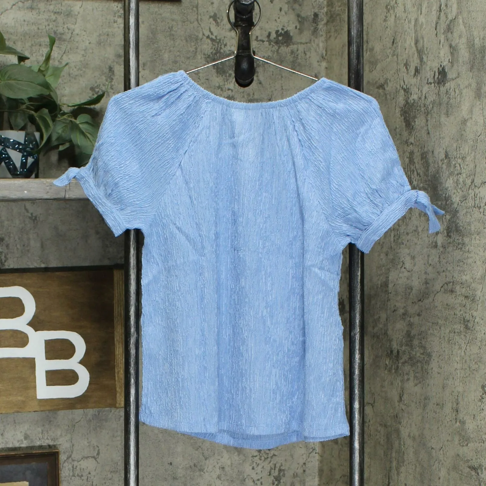 Style & Co Women's Off The Shoulder Tie Sleeve Crinkle Top