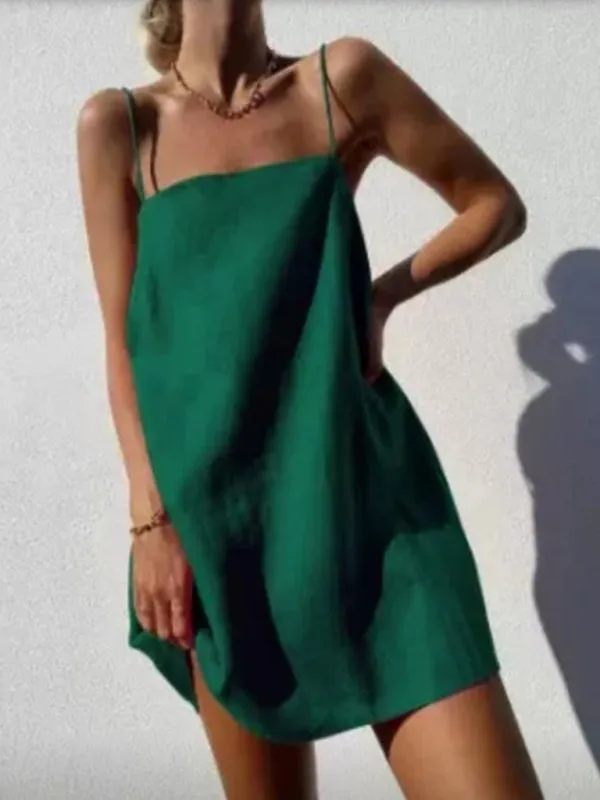 👗💃🏽👀Summer Essential Cotton-Linen Cami Mini Dress - Tunic Sundress👗💃🏽👀