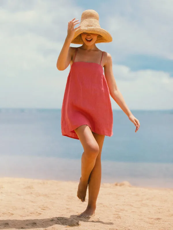 👗💃🏽👀Summer Essential Cotton-Linen Cami Mini Dress - Tunic Sundress👗💃🏽👀
