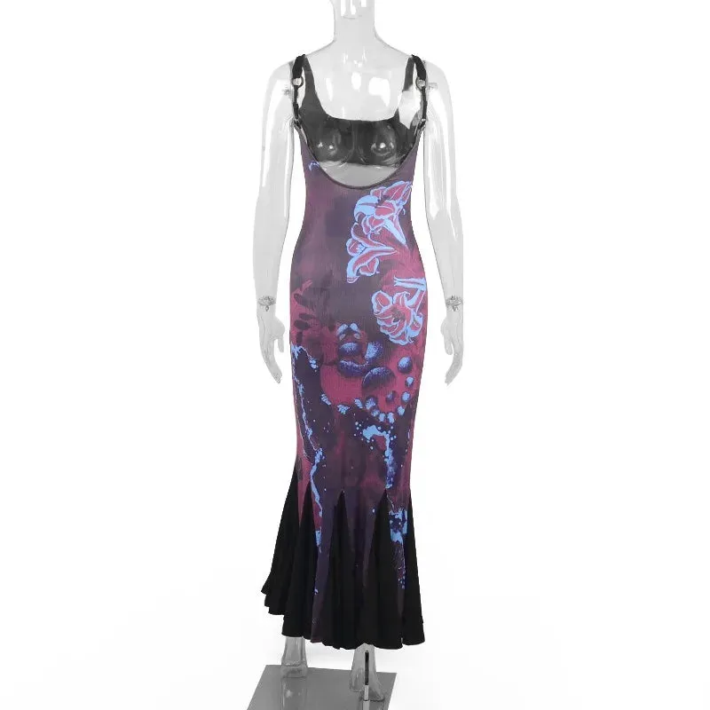 Summer Women Fashion Dresses Sexy Backless Sling Maxi A-LINE Dress Casual Slim Sleeveless Streetwear