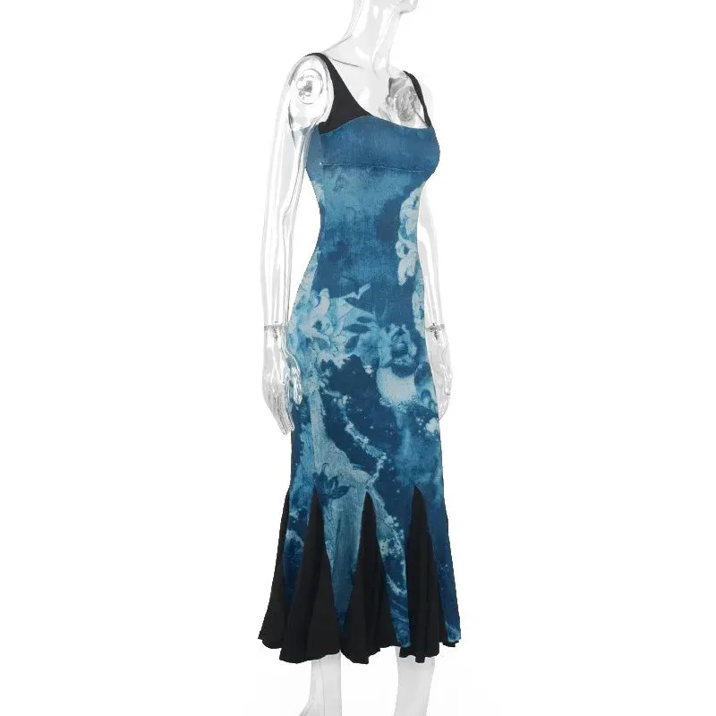 Summer Women Fashion Dresses Sexy Backless Sling Maxi A-LINE Dress Casual Slim Sleeveless Streetwear