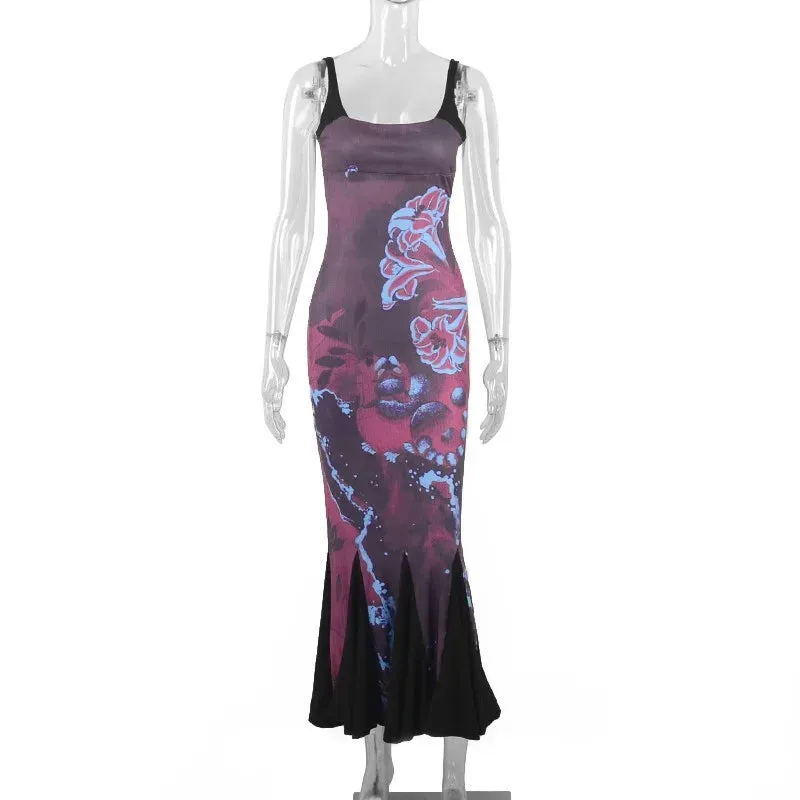 Summer Women Fashion Dresses Sexy Backless Sling Maxi A-LINE Dress Casual Slim Sleeveless Streetwear