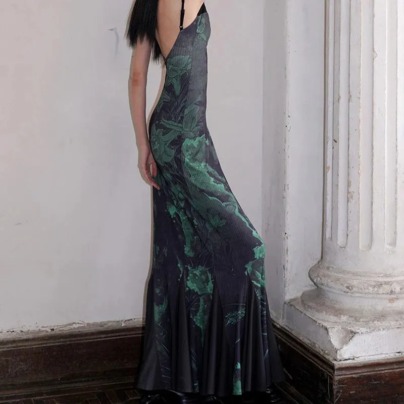 Summer Women Fashion Dresses Sexy Backless Sling Maxi A-LINE Dress Casual Slim Sleeveless Streetwear